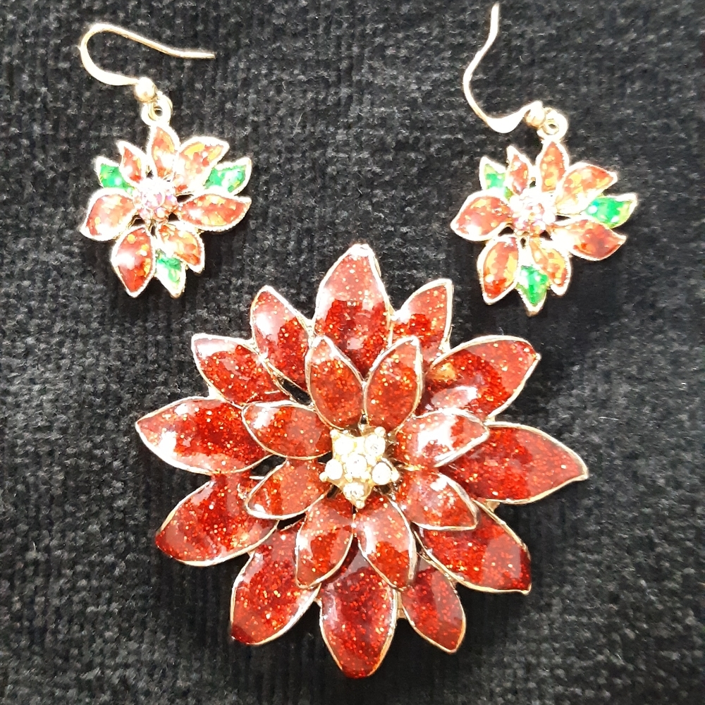 Poisentia christmas set earrings and brooch